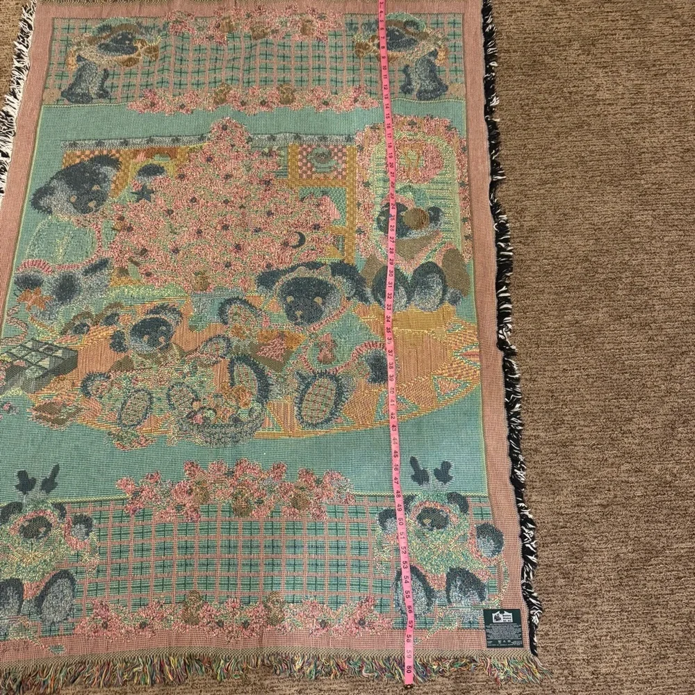 Christmas Vintage Throw Tapestry Teddy Bears‎ with Granny Blanket Holiday